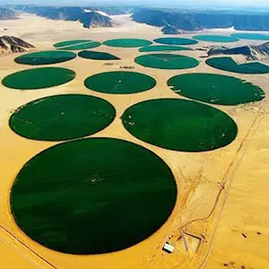 cultivando en el desierto con riego Pivot producción agrícola en el desierto con riego mecanizado