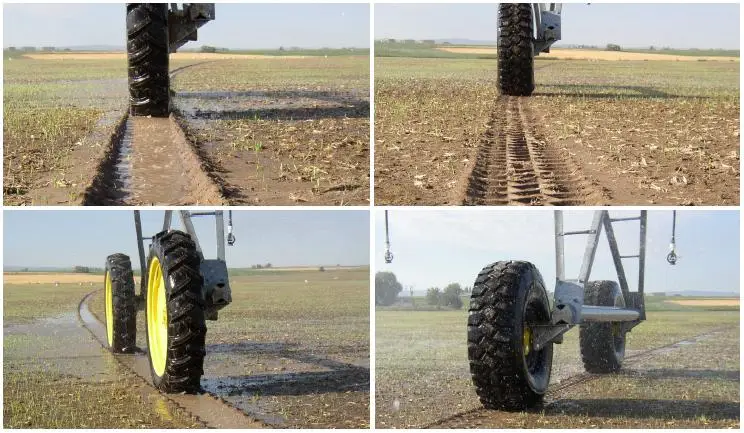 efecto de la rueda especial SuperTrac en el suelo las roderas del Pivot y la rueda especial SuperTrac