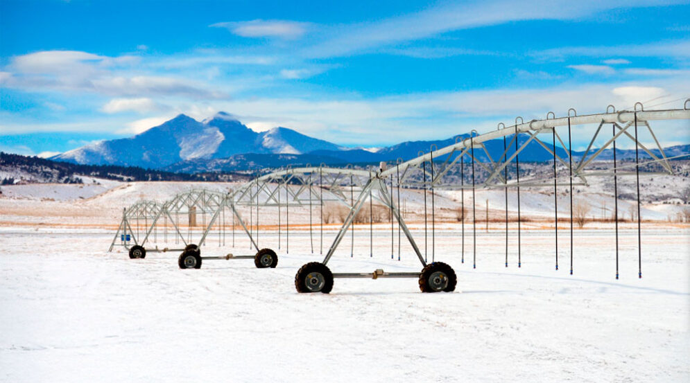 Pivot de riego en invierno